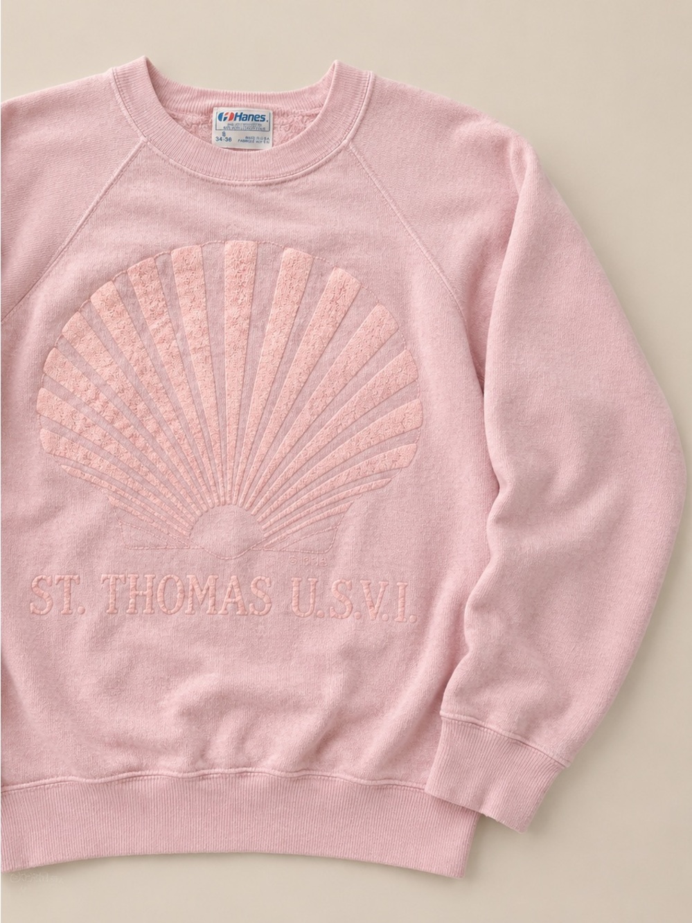 Hanes Light Pink Embroidered Shell Crewneck Sweatshirt